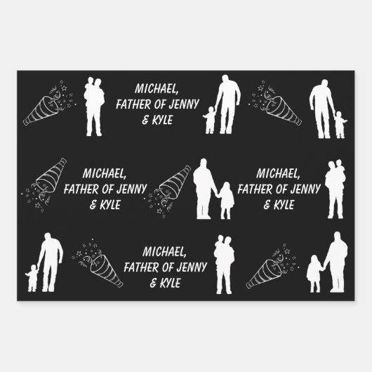 Schwarz-Weiß-Vatertag Geschenkpapier Set (Vorderseite 3)