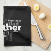 Schwarz-Weiß-Vaterwort-Collage Geschirrtuch (Viertel Falte)