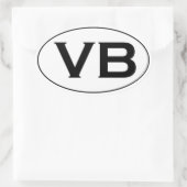 Schwarz-Weiß-VB-Virginia-Strand-Oval-Logo Ovaler Aufkleber (Tasche)