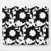 Schwarz-Weiß-Vektor-Blumenmuster Mousepad (Vorne)