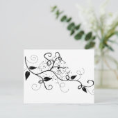 Schwarz-Weiß-Vektor-Efeu-Swirl-Silhouette Postkarte (Stehend Vorderseite)
