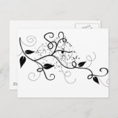 Schwarz-Weiß-Vektor-Efeu-Swirl-Silhouette Postkarte (Vorne/Hinten)
