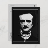 Schwarz-Weiß-Vektorgrafik, Edgar Allan Poe Postkarte (Vorne/Hinten)