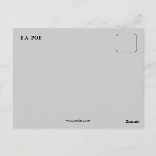 Schwarz-Weiß-Vektorgrafik, Edgar Allan Poe Postkarte (Rückseite)