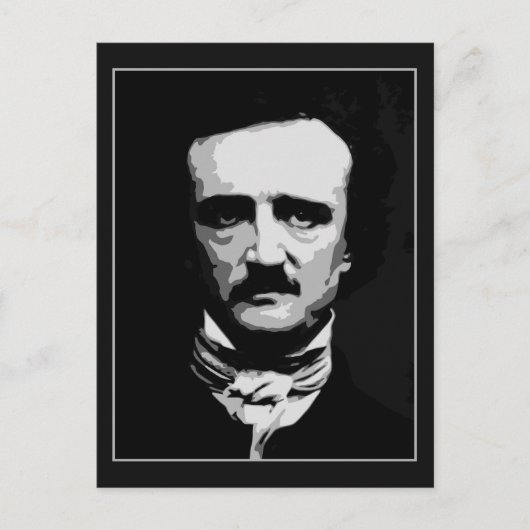 Schwarz-Weiß-Vektorgrafik, Edgar Allan Poe Postkarte (Vorderseite)