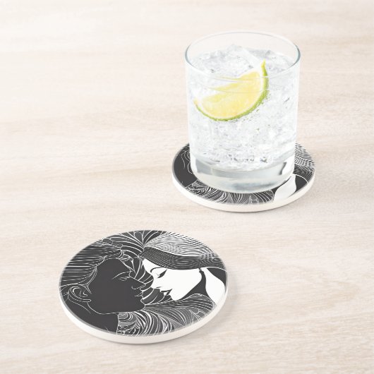 Schwarz-Weiß-Verbindung: Silhouette Liebhaber Getränkeuntersetzer (Seite)