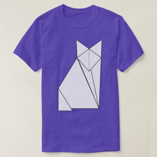 Schwarz-Weiß-Version des Fuchs mit Origami T-Shirt (Design vorne)