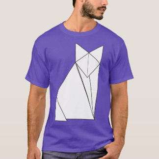 Schwarz-Weiß-Version des Fuchs mit Origami T-Shirt