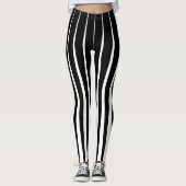 Schwarz-Weiß-Vertikalstreifen Leggings (Vorderseite)