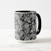Schwarz/Weiß Verziert Paisley 2 Tasse (VorderseiteRechts)