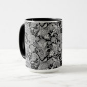Schwarz/Weiß Verziert Paisley 2 Tasse (Vorderseite Links)