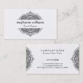 Schwarz-Weiß-Verzierte Blumenrahmen Visitenkarte (Vorne/Hinten)