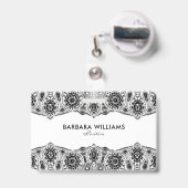 Schwarz-Weiß-Verzierte Spitzengrenze Ausweis (Back with Retractable)
