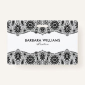 Schwarz-Weiß-Verzierte Spitzengrenze Ausweis (Rückseite)