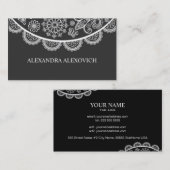 Schwarz-Weiß-Verzierte Spitzentechnik Visitenkarte (Vorne/Hinten)