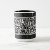 Schwarz/Weiß Verziertes Retro-Paisley-Muster Tasse (Zentrum)