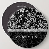 Schwarz-Weiß-Verziertes Vintages Muster Button (Vorne & Hinten)