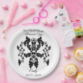 Schwarz-Weiß-Verzierung Blume für die Beerdigung Pappteller (Party)