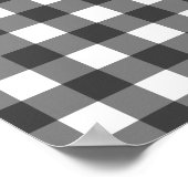 Schwarz-Weiß-Vichy-Druck Gingham-Muster Poster (Ecke)