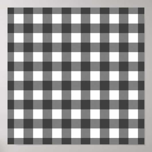 Schwarz-Weiß-Vichy-Druck Gingham-Muster Poster (Vorne)