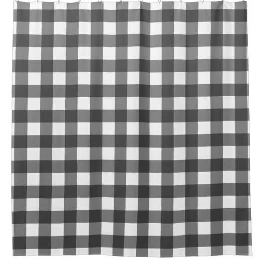 Schwarz-Weiß-Vichy-Print-Gingham-Muster Duschvorhang (Vorderseite)