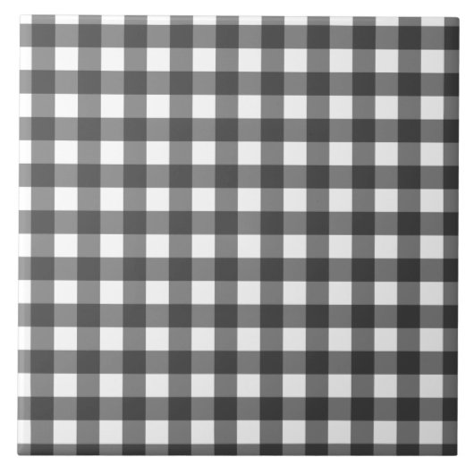 Schwarz-Weiß-Vichy-Print-Gingham-Muster Fliese (Vorderseite)