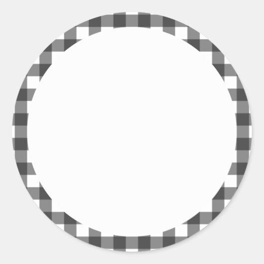 Schwarz-Weiß-Vichy-Print-Gingham-Muster Runder Aufkleber (Vorderseite)