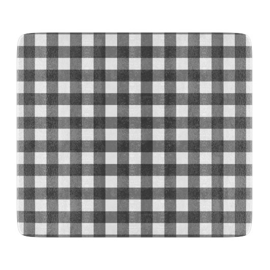 Schwarz-Weiß-Vichy-Print-Gingham-Muster Schneidebrett (Vorderseite)