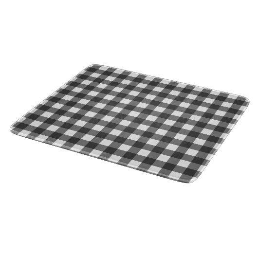 Schwarz-Weiß-Vichy-Print-Gingham-Muster Schneidebrett (Ecke)