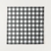Schwarz-Weiß-Vichy-Print-Gingham-Muster Wandteppich (Vorderseite (Horizontal))