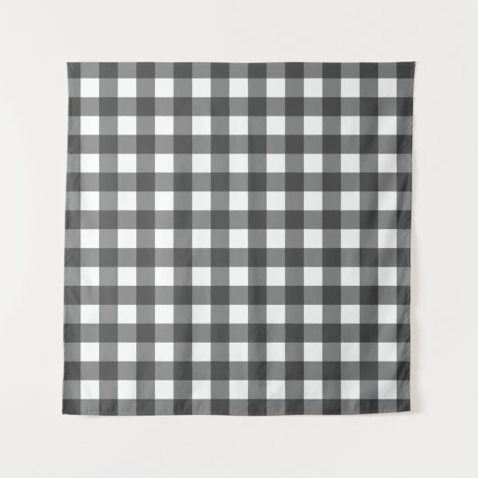 Schwarz-Weiß-Vichy-Print-Gingham-Muster Wandteppich (Vorderseite)