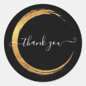 Schwarz-weiß Vielen Dank an Gold Frame Modern Runder Aufkleber (Vorderseite)