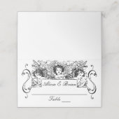 Schwarz-Weiß-Viktorianische Cherubs Hochzeit Platzkarte (Außenseite Aufgefaltet)