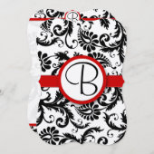 Schwarz-Weiß-Viktorianische Damaskus-Hochzeit Einladung (Vorne/Hinten)