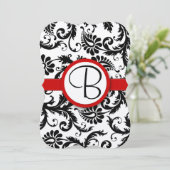 Schwarz-Weiß-Viktorianische Damaskus-Hochzeit Einladung (Stehend Vorderseite)