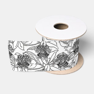 Schwarz-weiß viktorianisches ornamentales Design Satinband