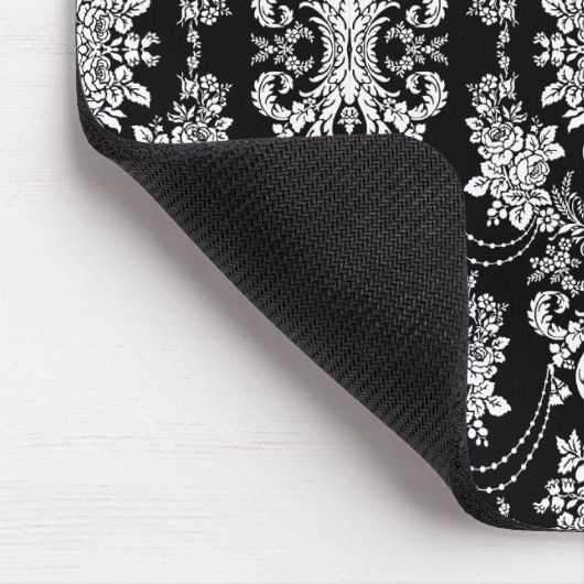 Schwarz-Weiß-Vintag-Barockmuster Mousepad (Ecke)