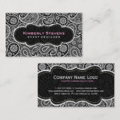 Schwarz-Weiß-Vintag Paisley-Muster Visitenkarte (Vorne/Hinten)