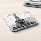 Schwarz/Weiß Vintag Paris Eiffelturm Getränkeuntersetzer (Linke Seite)
