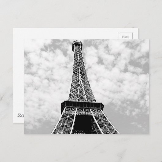 Schwarz/Weiß Vintag Paris Eiffelturm Postkarte (Vorne/Hinten)