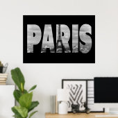Schwarz-Weiß-Vintag-Paris und Eiffelturm Poster (Heimbüro)