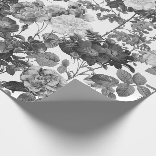 Schwarz-weiß Vintage Blume Geschenkpapier (Ecke)