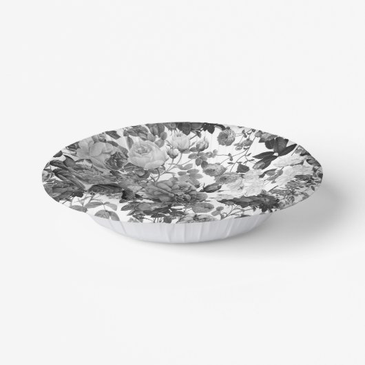 Schwarz-weiß Vintage Blume Pappteller (Gewinkelt)