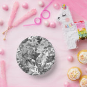 Schwarz-weiß Vintage Blume Pappteller (Party)