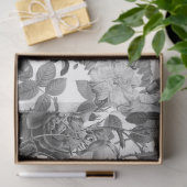 Schwarz-weiß Vintage Blume Seidenpapier (Geschenk)