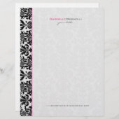 Schwarz-Weiß-Vintage BlumenDamaskus Briefkopf (Vorne/Hinten)