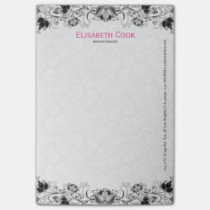 Schwarz-Weiß-Vintage Blumenlatte Post-it Klebezettel