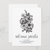 Schwarz-Weiß-Vintage Blüte | Adressänderung Ankündigungspostkarte (Vorne/Hinten)