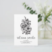 Schwarz-Weiß-Vintage Blüte | Adressänderung Ankündigungspostkarte (Stehend Vorderseite)