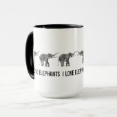 Schwarz-Weiß-Vintage Blütenlephon 2 Tasse (Vorderseite Links)